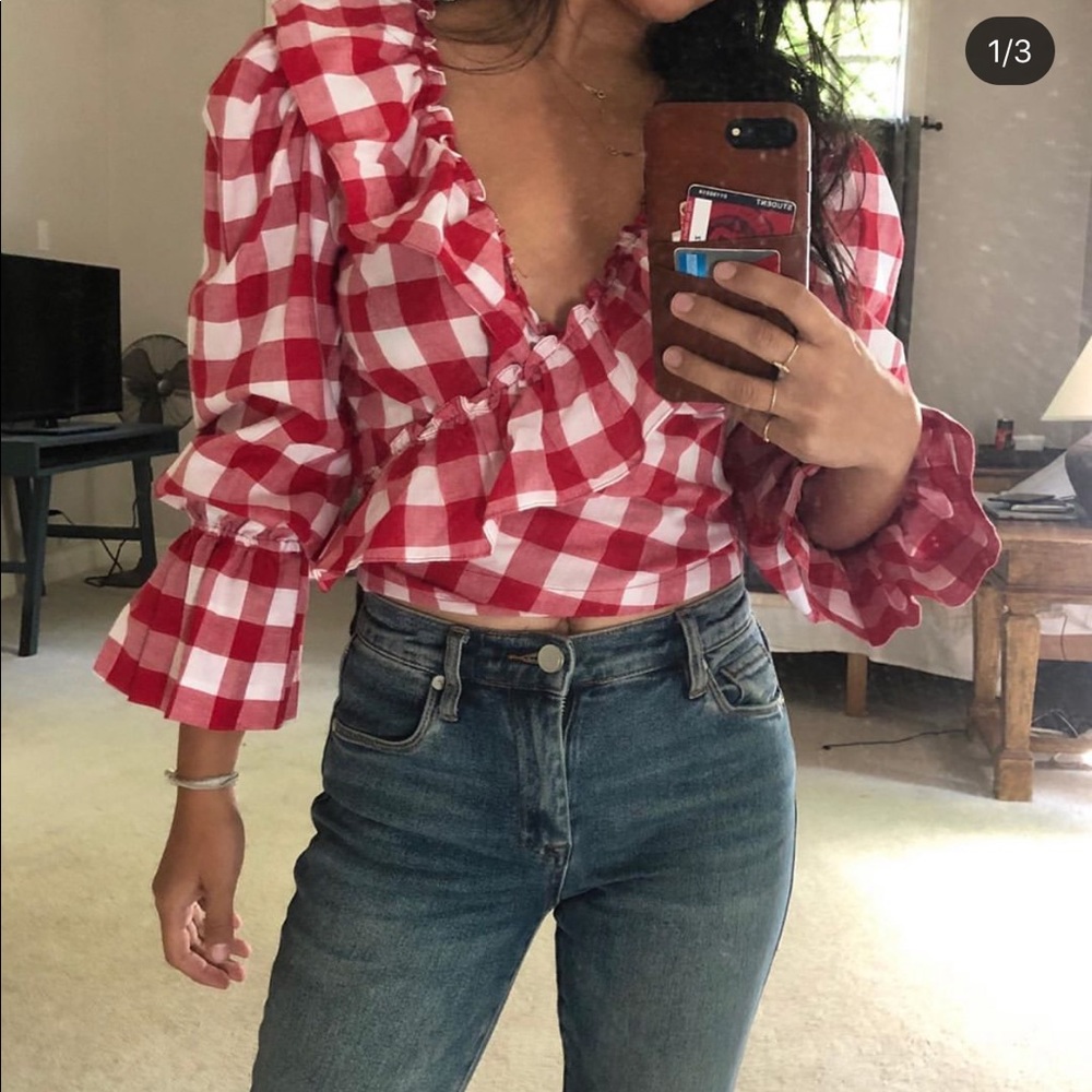 Courtyard LA gingham wrap top